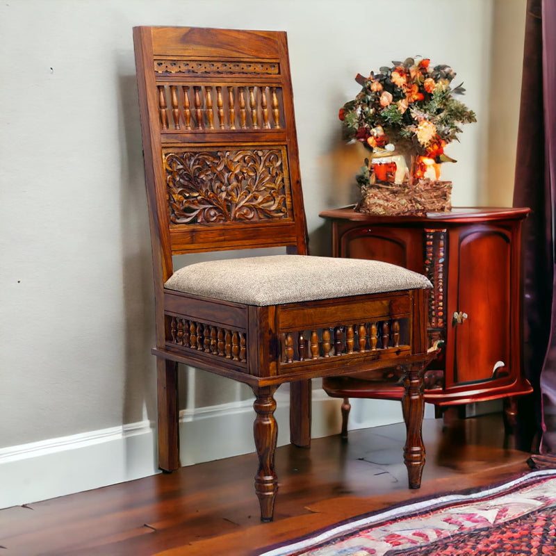 Suryavanshi Sheesham Wood Chair: Elegant Comfort with Artistic Carvings