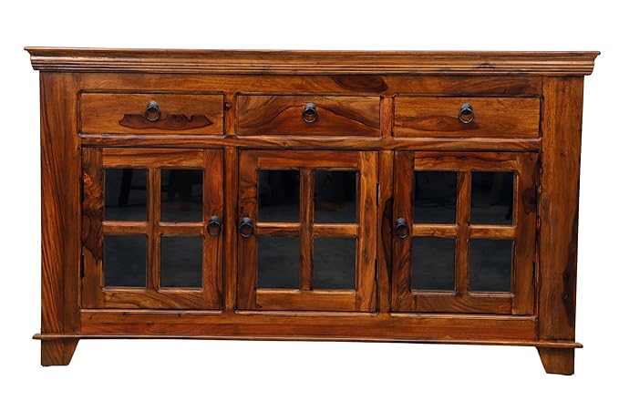 Suryavanshi Sheesham Wood 3-Door 3-Drawer Sideboard, Wooden Sideboard Cabinet for Living Room