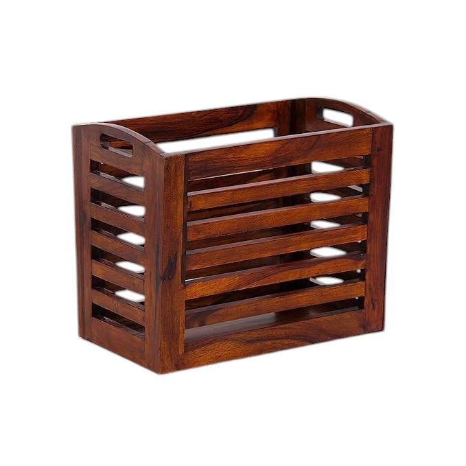 Suryavanshi Sheesham Wood Magazine Basket - 25D x 40W x 32H Centimeters