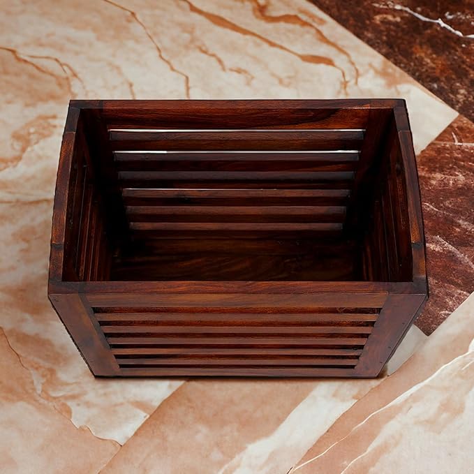 Suryavanshi Sheesham Wood Magazine Basket - 25D x 40W x 32H Centimeters