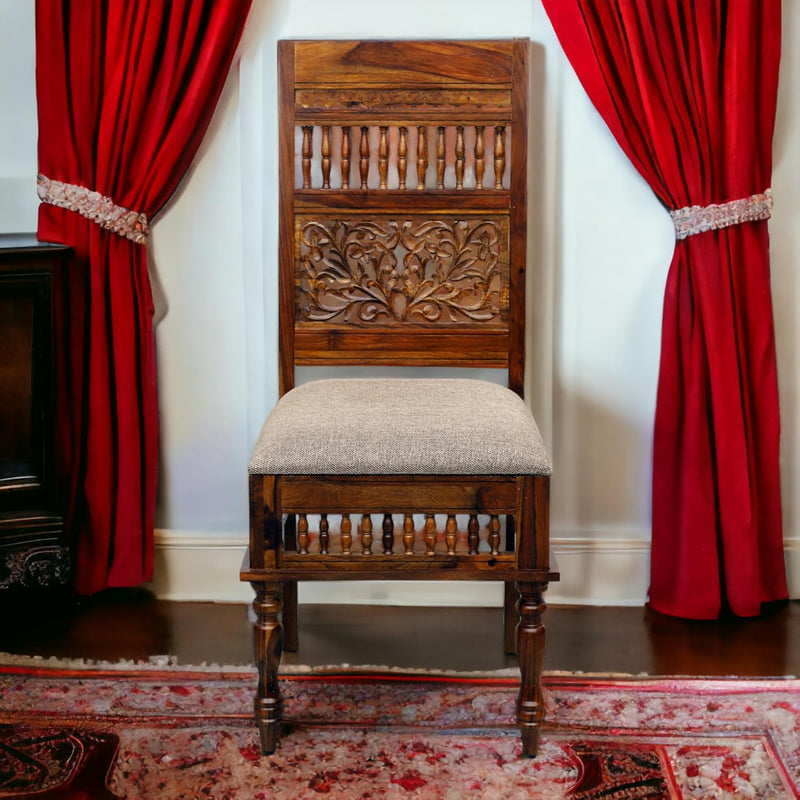 Suryavanshi Sheesham Wood Chair: Elegant Comfort with Artistic Carvings