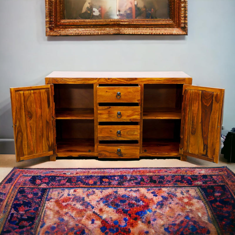 Suryavanshi Sheesham Wood 2-Door 4-Drawer Sideboard: A Beautiful Storage Solution for Your Home(W139*D45*H-86Cm)