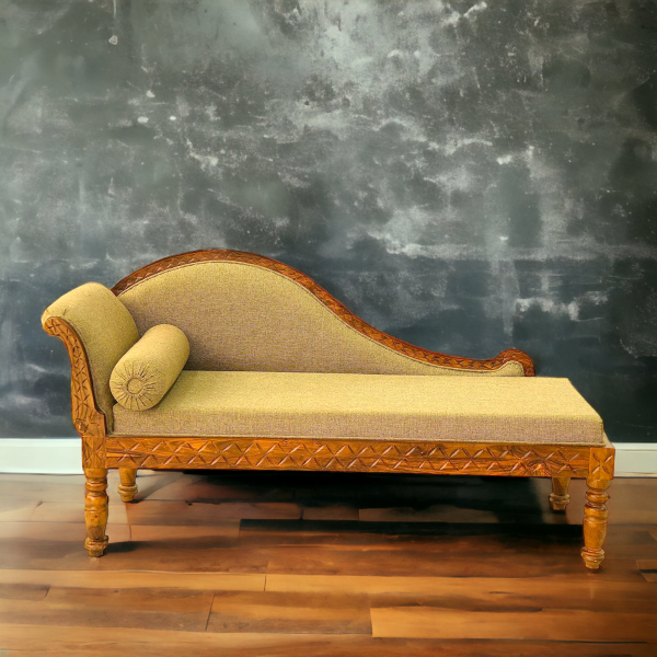 Suryavanshi Sheesham Wood Cushioned Couch Day Bed (W163 x D64 x H84 cm)