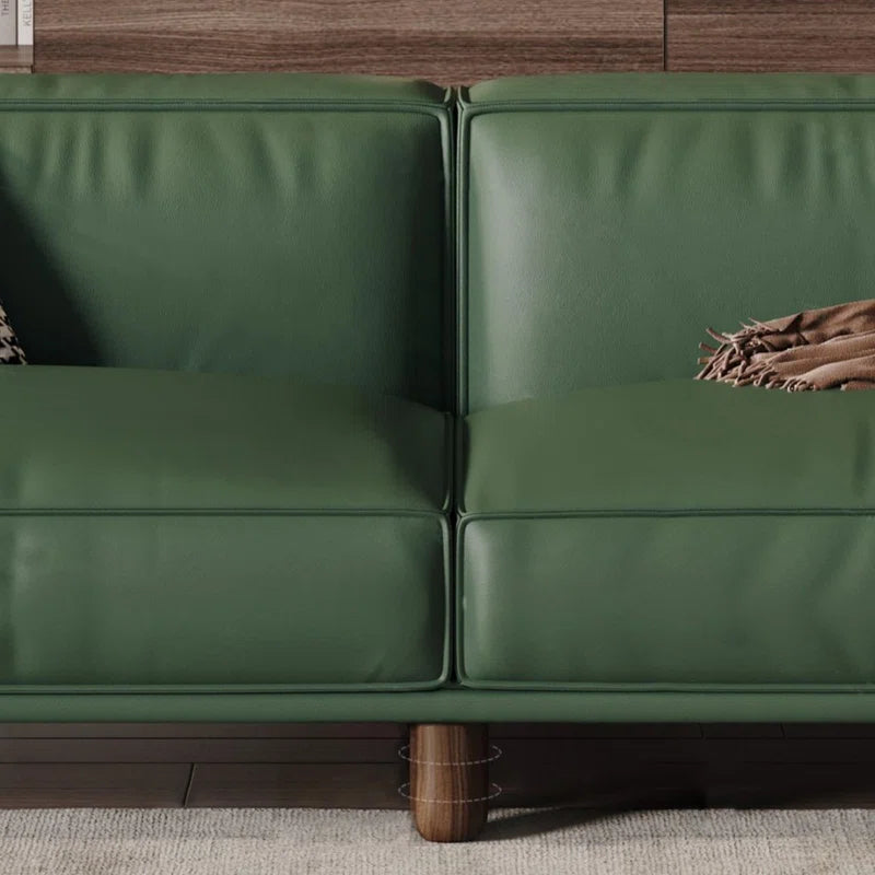 Suryavanshi Emerald Luxe Pu Leather Sofa – Modern 3-Seater Couch with Solid Wood Legs | Elegant Green Living Room Furniture