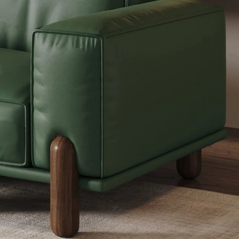 Suryavanshi Emerald Luxe Pu Leather Sofa – Modern 3-Seater Couch with Solid Wood Legs | Elegant Green Living Room Furniture