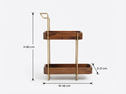 Suryavanshi Valencia 2-Tier Wooden Kitchen Countertop Organizer with Metal Frame,Storage Rack