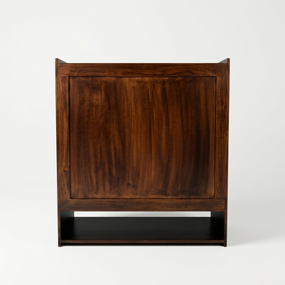 Suryavanshi Wooden Shoe Cabinet with Cane Webbing Doors, 2 Drawers, Open Shelf, Sheesham Wood