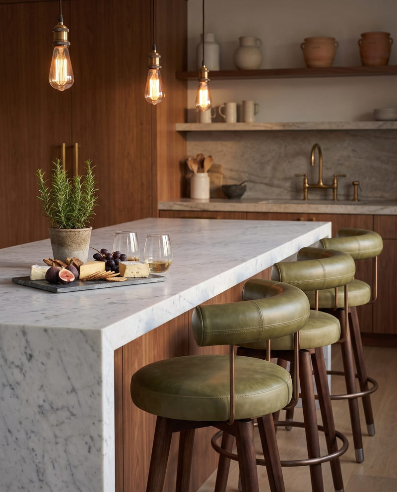 Sterling Olive Green Leatherette Counter Height Bar Stool