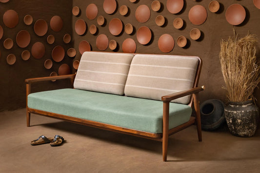 Suryavanshi Beso Retro Modern Solid Wooden Frame Arm Sofa
