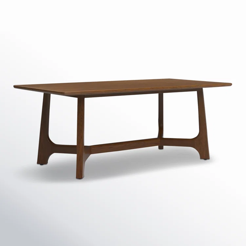 Suryavanshi Solid Mango Wood 6 Seater Dining Table for Home | Dark Mahogany Finish Rectangular Table | Modern Trestle Base Wooden Dining Table for Kitchen & Dining Room