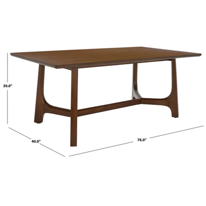 Suryavanshi Solid Mango Wood 6 Seater Dining Table for Home | Dark Mahogany Finish Rectangular Table | Modern Trestle Base Wooden Dining Table for Kitchen & Dining Room