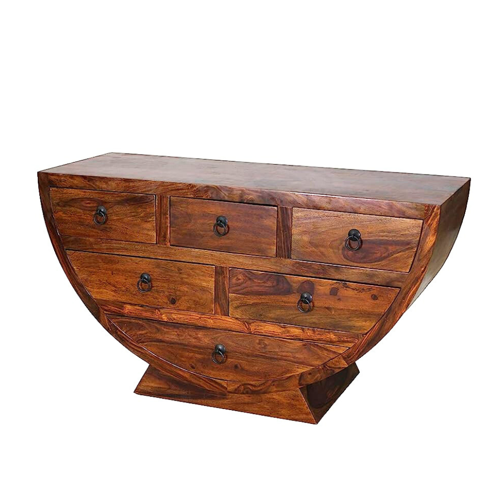 Suryavanshi Furniture Semi-Circular Sheesham Wooden Chest of 6 Drawers