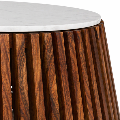 Harmony Sheesham Wood Coffee Table With  White Marble Top (Nest Shape Base)