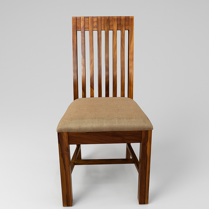 Suryavanshi Solid Sheesham Wood Dining Chair with Jute Fabric Seat - Natural Finish | Pre-Assembled & Handcrafted