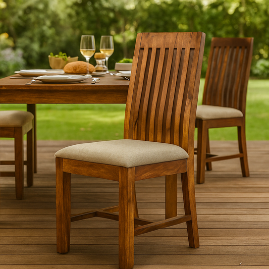 Suryavanshi Solid Sheesham Wood Dining Chair with Jute Fabric Seat - Natural Finish | Pre-Assembled & Handcrafted