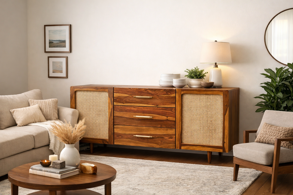 Maya Premium Sheesham Wood Sideboard For Living Room