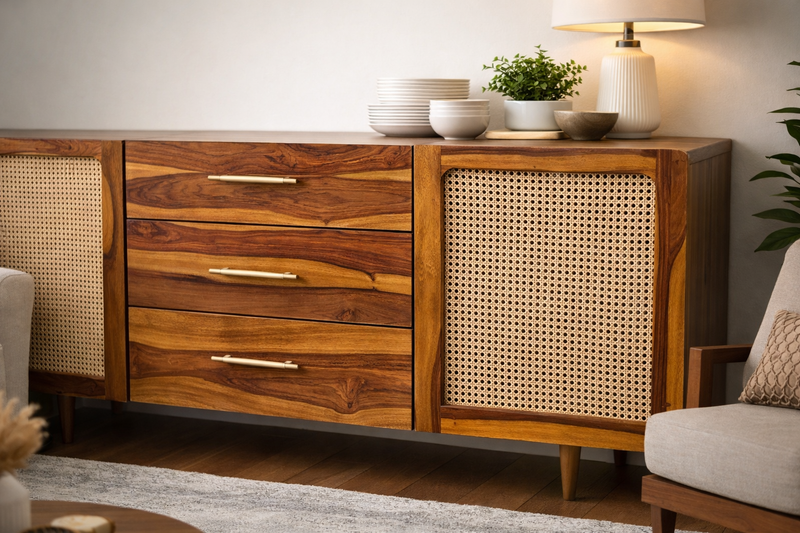 Maya Premium Sheesham Wood Sideboard For Living Room