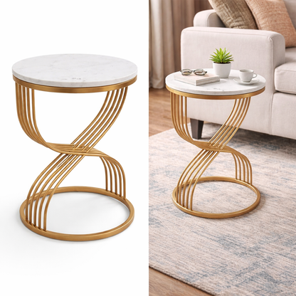 Modern Round Marble Top Side Table With Base