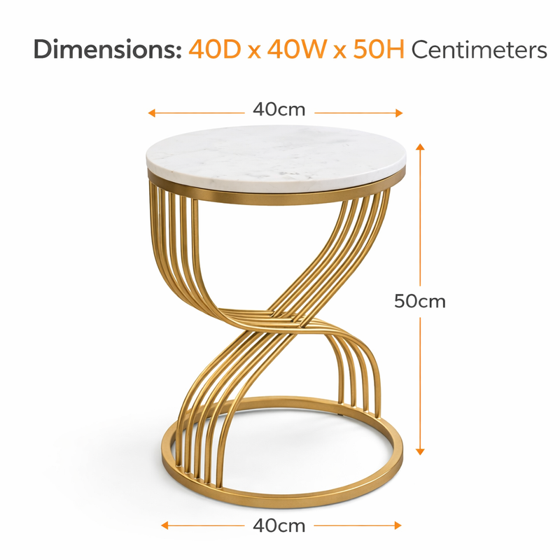 Modern Round Marble Top Side Table With Base