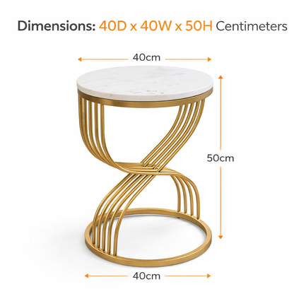 Modern Round Marble Top Side Table With Base