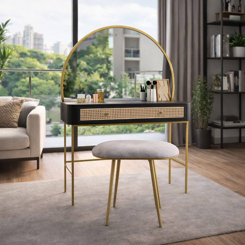 LUMINOUS Modern Dressing Table with Mirror and Stool