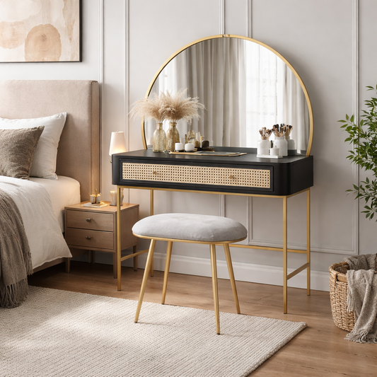 LUMINOUS Modern Dressing Table with Mirror and Stool