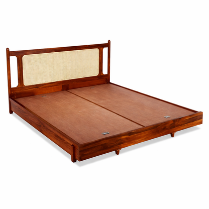 FINLAND Premium Solid Sheesham Wood King Size Bed with Cane Headboard – No Storage