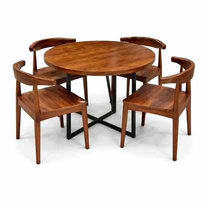 Acacia Wood 4 Seater Dining Table Set