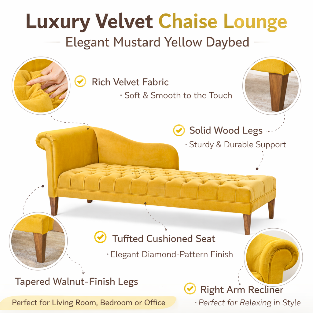 Suryavanshi Sheesham Wood Daybed Sofa – Velvet Upholstery – Luxurious Comfort – Elegant Living (W182 D80 H76 cm)