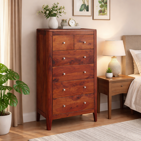 Suryavanshi Sheesham Wood 6-Drawer Chest of Drawers – Quality Storage Solution for Your Home (Sheesham Wood, W70 x D40 x H115 cm)
