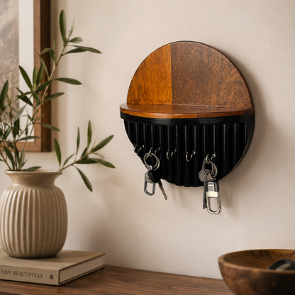 Suryavanshi Solid Wood Wall Mounted Key Holder with Shelf