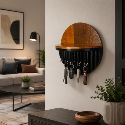 Suryavanshi Solid Wood Wall Mounted Key Holder with Shelf