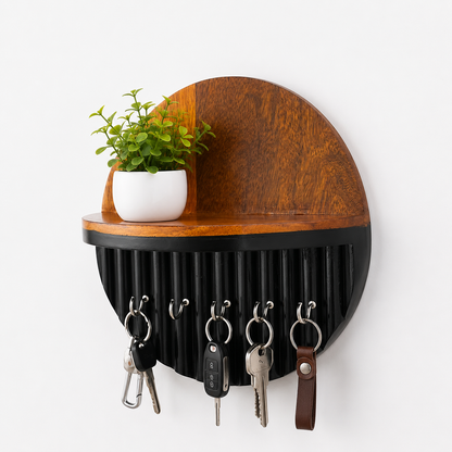 Suryavanshi Solid Wood Wall Mounted Key Holder with Shelf
