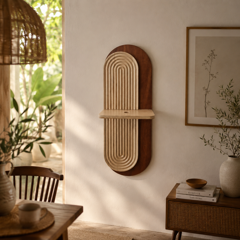 Suryavanshi Decorative Solid Wooden wall shelf with test tube vases