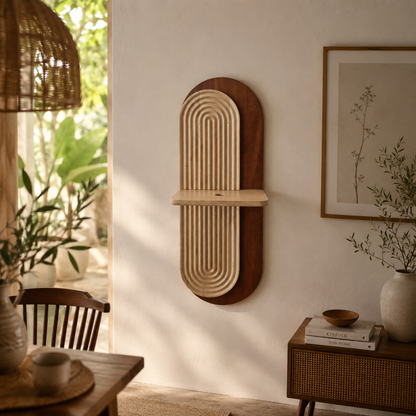 Suryavanshi Decorative Solid Wooden wall shelf with test tube vases