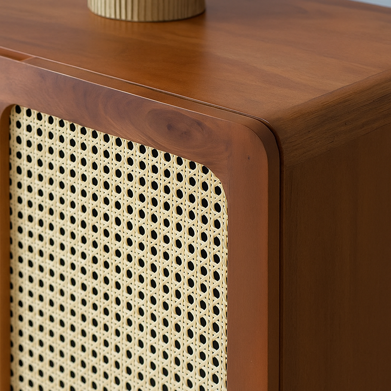 Acacia Wood 2-Door 3-Drawer Sideboard