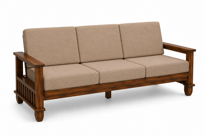 MAGAZINE Sheesham Wood Cushioned Upholstery Sofa Set