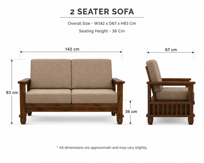 MAGAZINE Sheesham Wood Cushioned Upholstery Sofa Set
