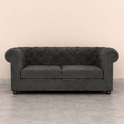 CHESTERFIELD 2 Seater Sofa (Velvet, Grey)