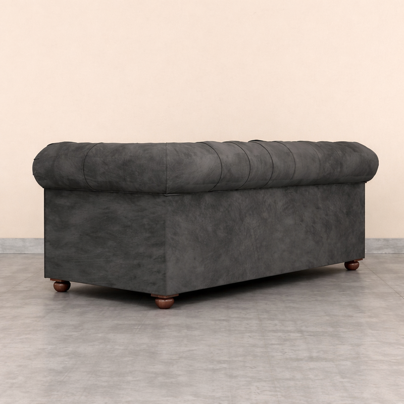 CHESTERFIELD 2 Seater Sofa (Velvet, Grey)