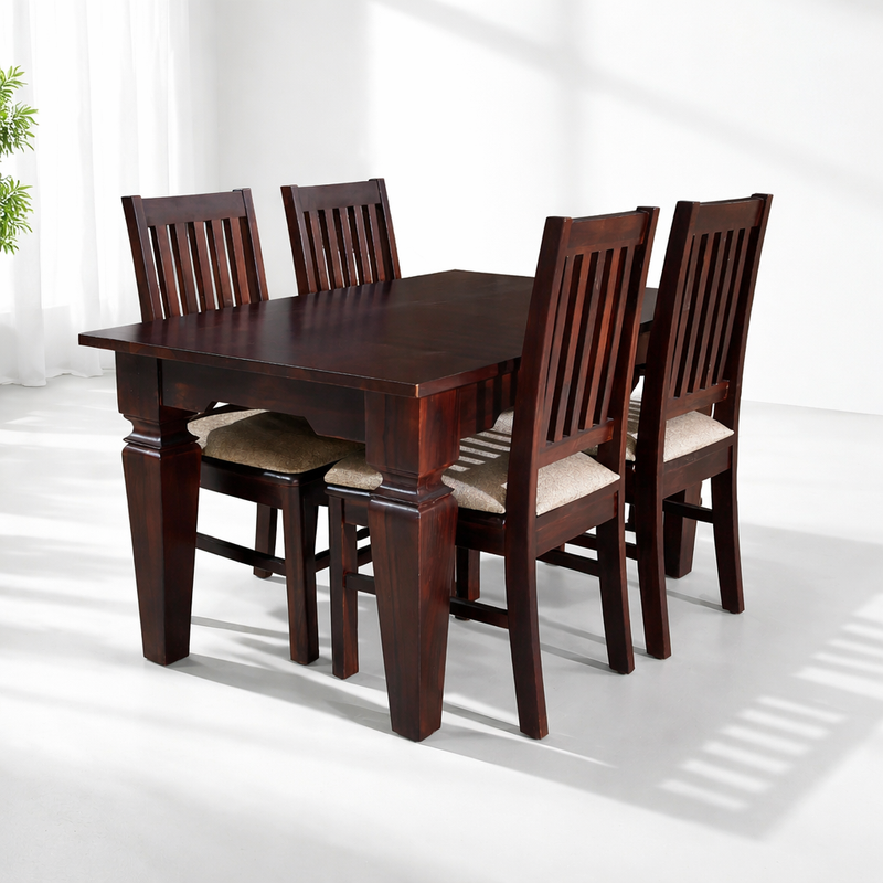 Suryavanshi Sheesham Wood Dining Table With 4 Cushion Sheet Chair