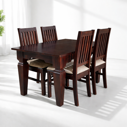 Suryavanshi Sheesham Wood Dining Table With 4 Cushion Sheet Chair