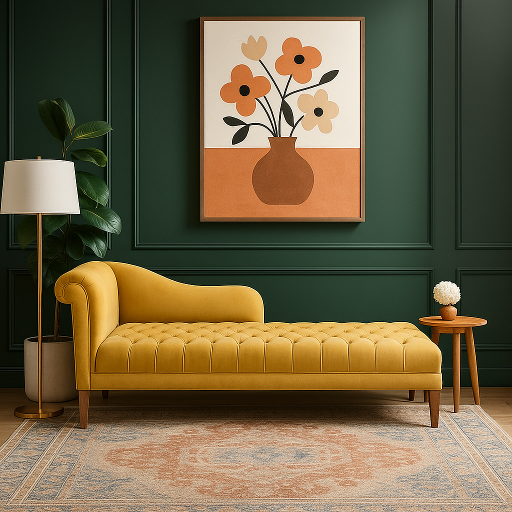 Suryavanshi Sheesham Wood Daybed Sofa – Velvet Upholstery – Luxurious Comfort – Elegant Living (W182 D80 H76 cm)