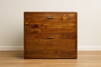 Suryavanshi Solid Sheesham Wood Shoe Storage Cabinet with 2 Drawers –Shoe Organizer with Ample Storage & Metal Handles