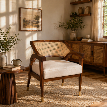 Sheesham Wood Cushioned Arm Chair