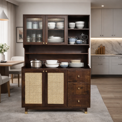 Artisan Crockery Cane Storage Cabinet