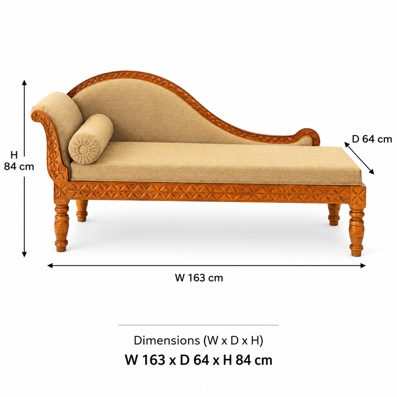 Suryavanshi Sheesham Wood Cushioned Couch Day Bed (W163 x D64 x H84 cm)