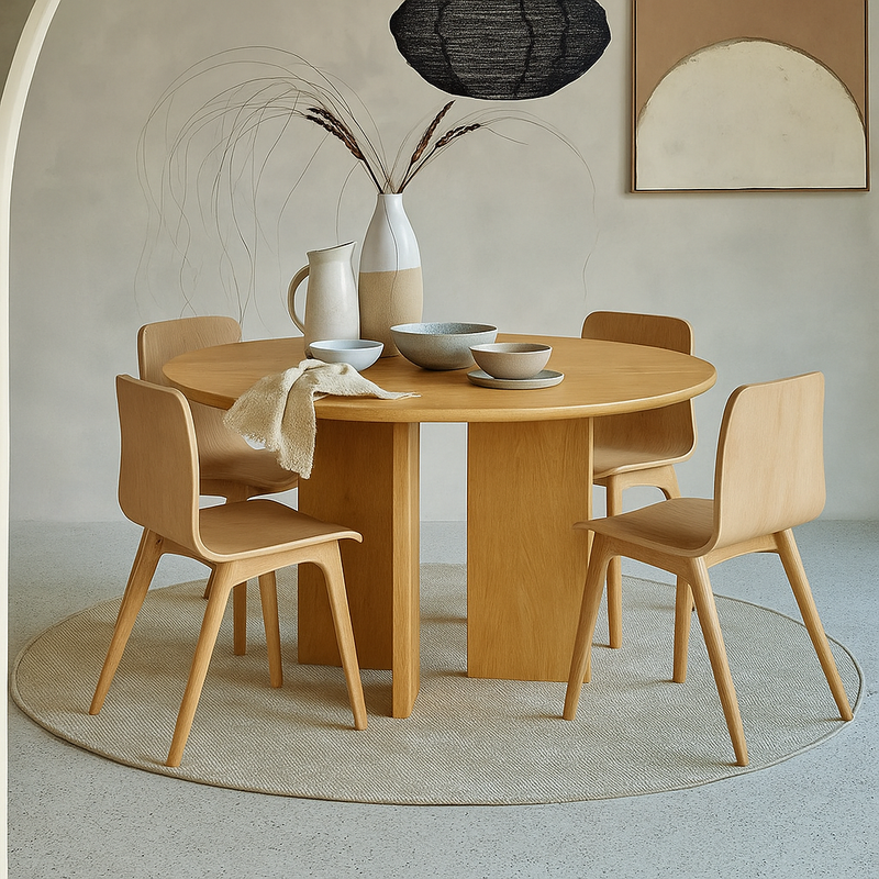 Zenith Solid Mango Wood Round Dining Table – 4 to 6 Seater -(Chairs Not Included)