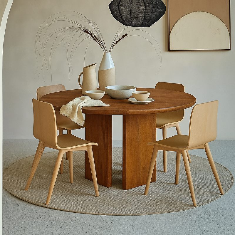 Zenith Solid Mango Wood Round Dining Table – 4 to 6 Seater -(Chairs Not Included)