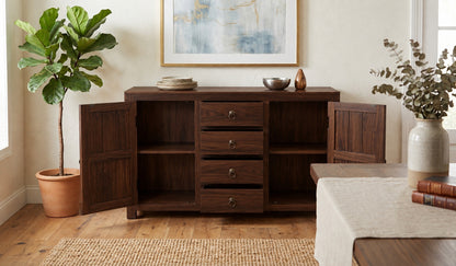 Suryavanshi Sheesham Wood 2-Door 4-Drawer Sideboard: A Beautiful Storage Solution for Your Home(W139*D45*H-86Cm)